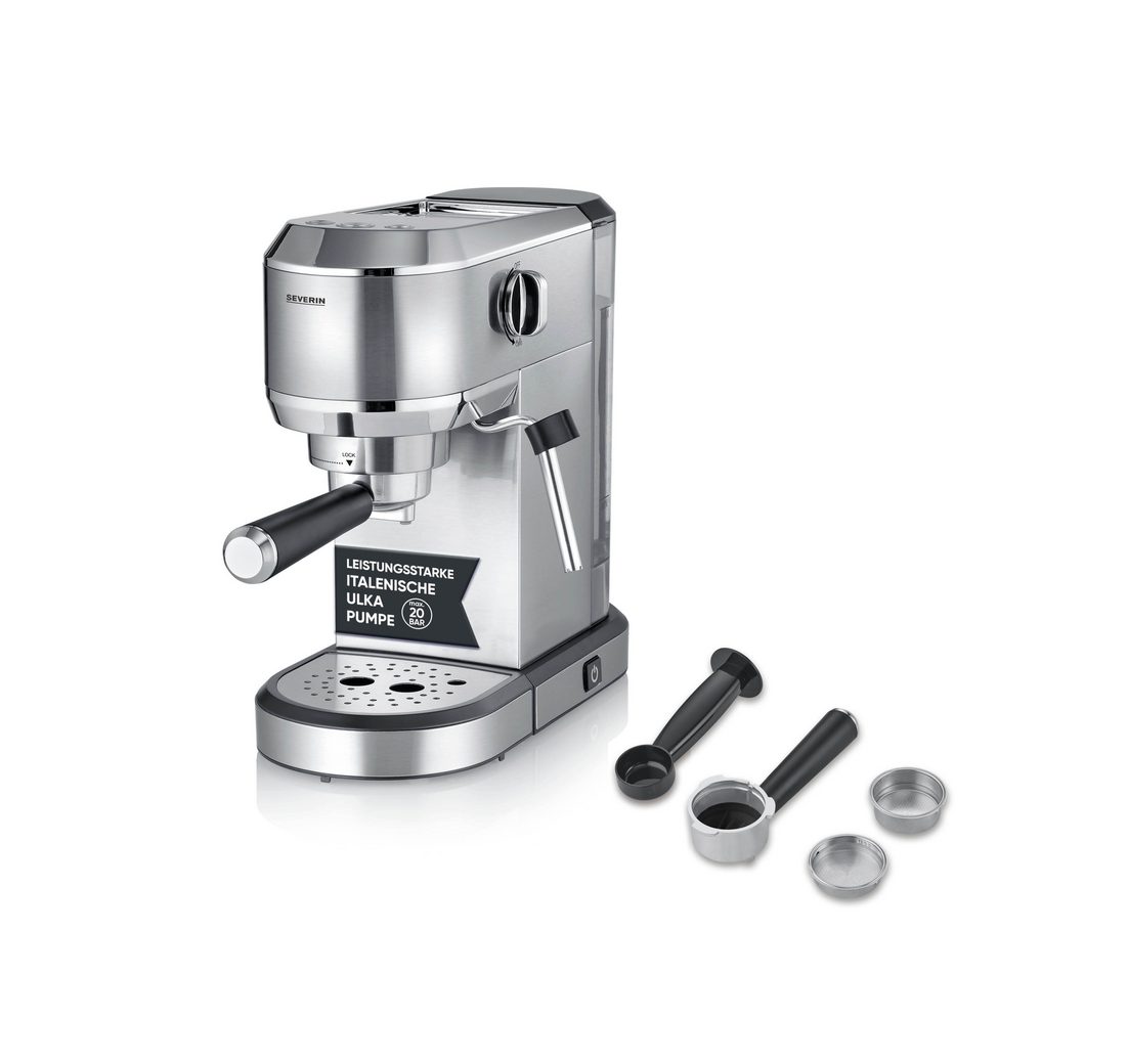 Severin Siebträgermaschine KA 5997 Espressomaschine „Newspresa“, Espressomaschine, italienische ULKA-Pumpe 20 Bar, Milchaufschäumdüse
